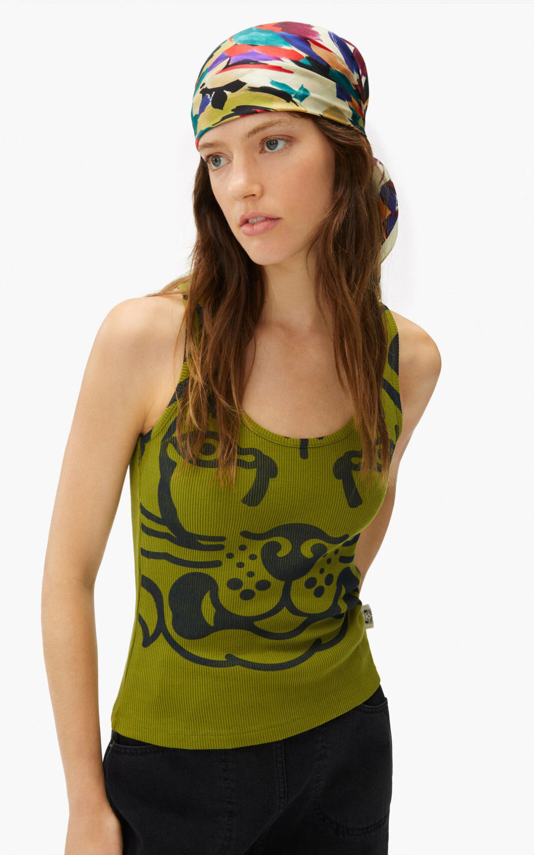 Kenzo K Tiger vest top Camisetas Mujer Verde Oliva | 3508719-CV